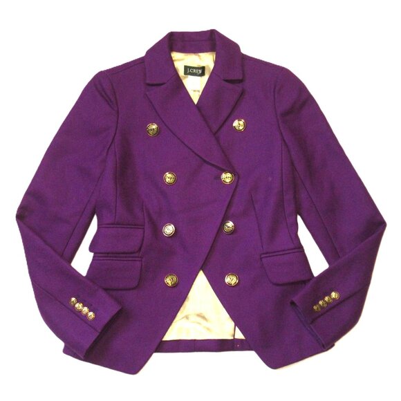 NWT J.Crew Wool Oxford Jacket in Iris Purple Double-Breasted Cutaway 4 $285